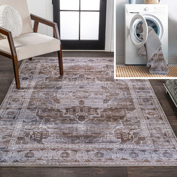 Alanya Ornate Medallion Washable Area Rug